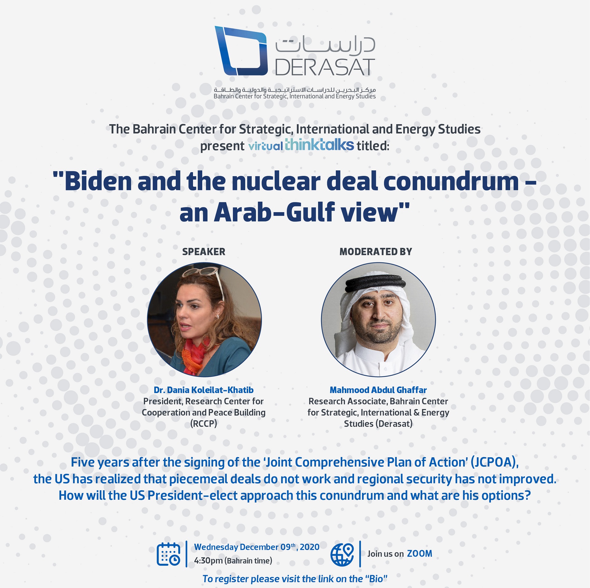 Virtual ThinkTalk: “Biden and the nuclear deal conundrum – an Arab-Gulf view”