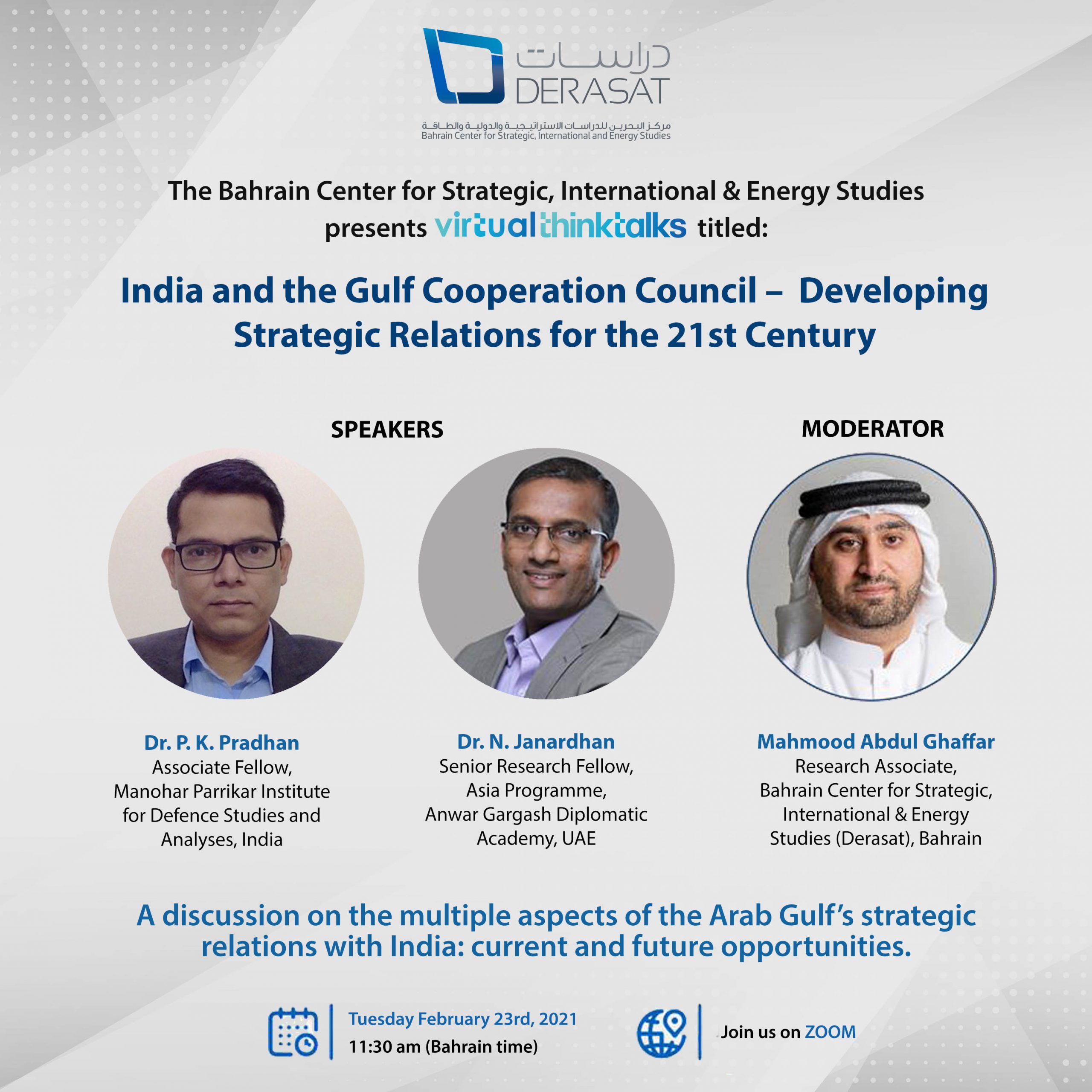 Virtual ThinkTalk: India and the Gulf Cooperation Council – Developing Strategic Relations for the 21st Century